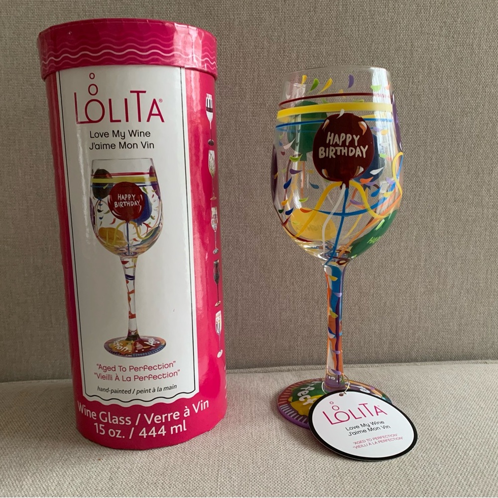 Lolita Colorful Birthday Wine Glass
